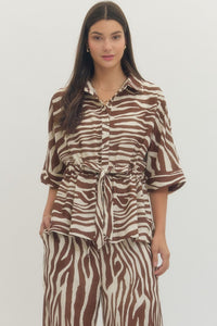 Entro Zebra Print Top & Wide Leg Pants