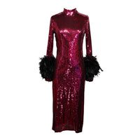 Julianne Sequin Dress in Black Cherry