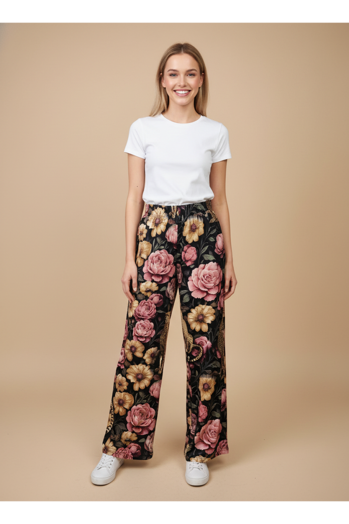 Floral Noir Cheetah Pants