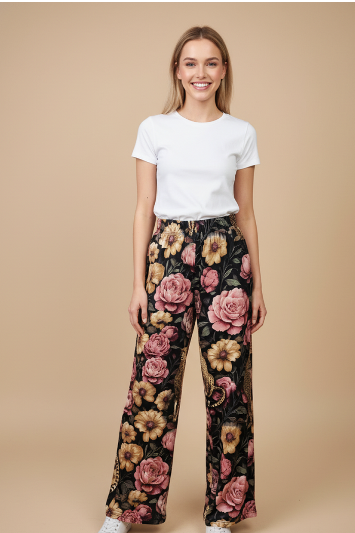 Floral Noir Cheetah Pants