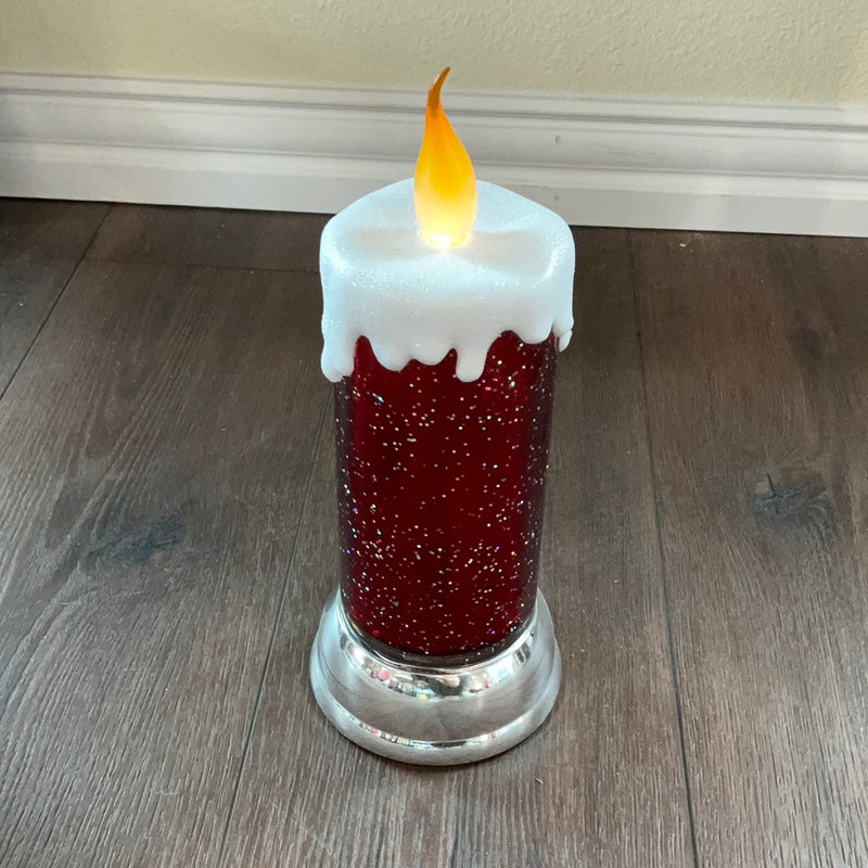 Swirly Red Glitter Candle