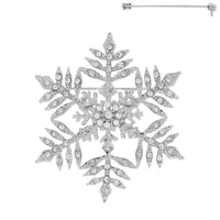 Rhinestone Jeweled Snowflake Brooch Pin