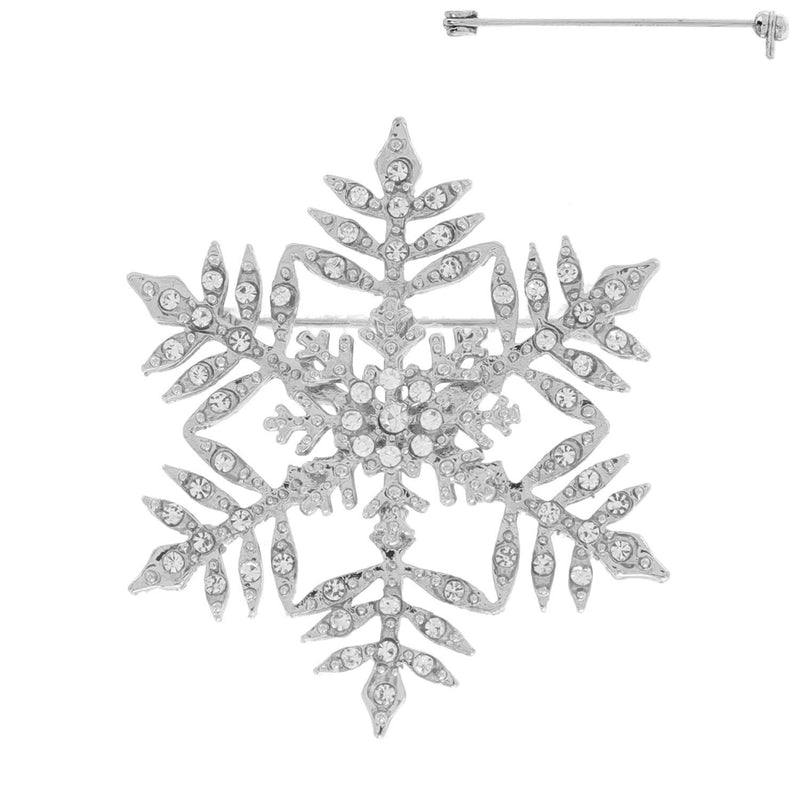 Rhinestone Jeweled Snowflake Brooch Pin