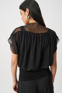 Chiffon And Silky Knit Blouson Top
