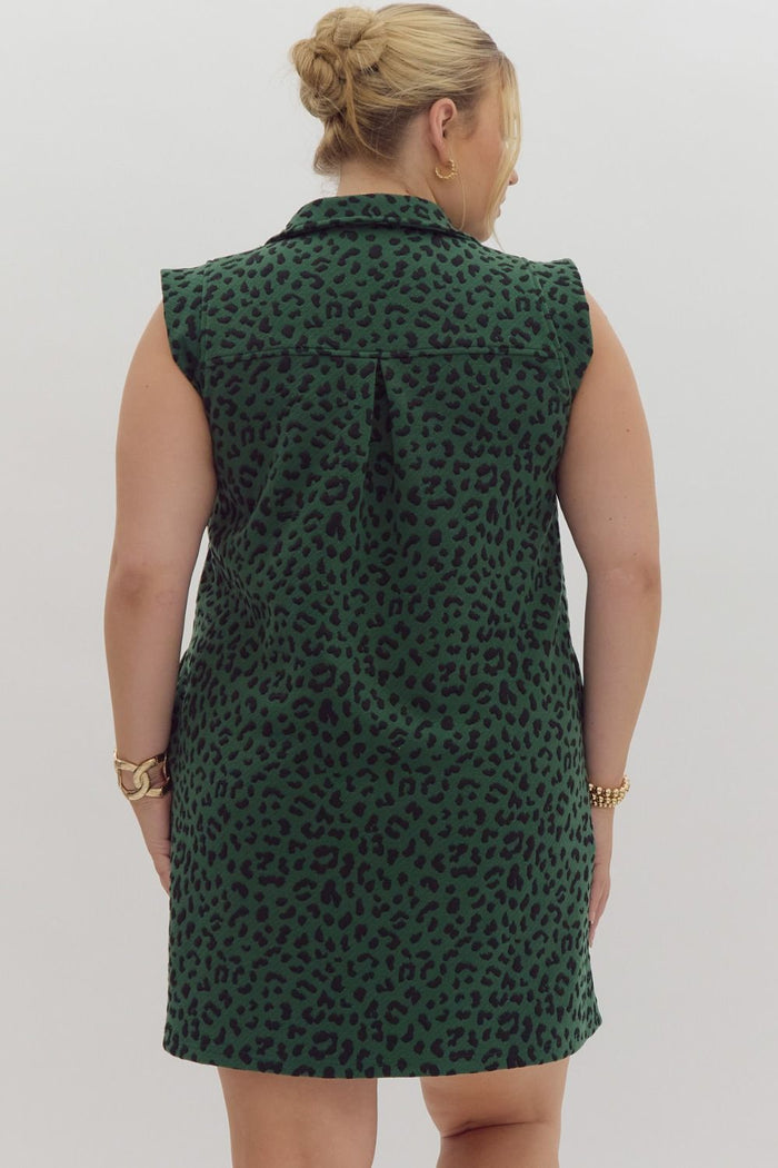 Emerald Wild Side Leopard Shift Dress
