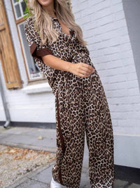 Street Wild Leopard Print Contrast Trim Lounge Set