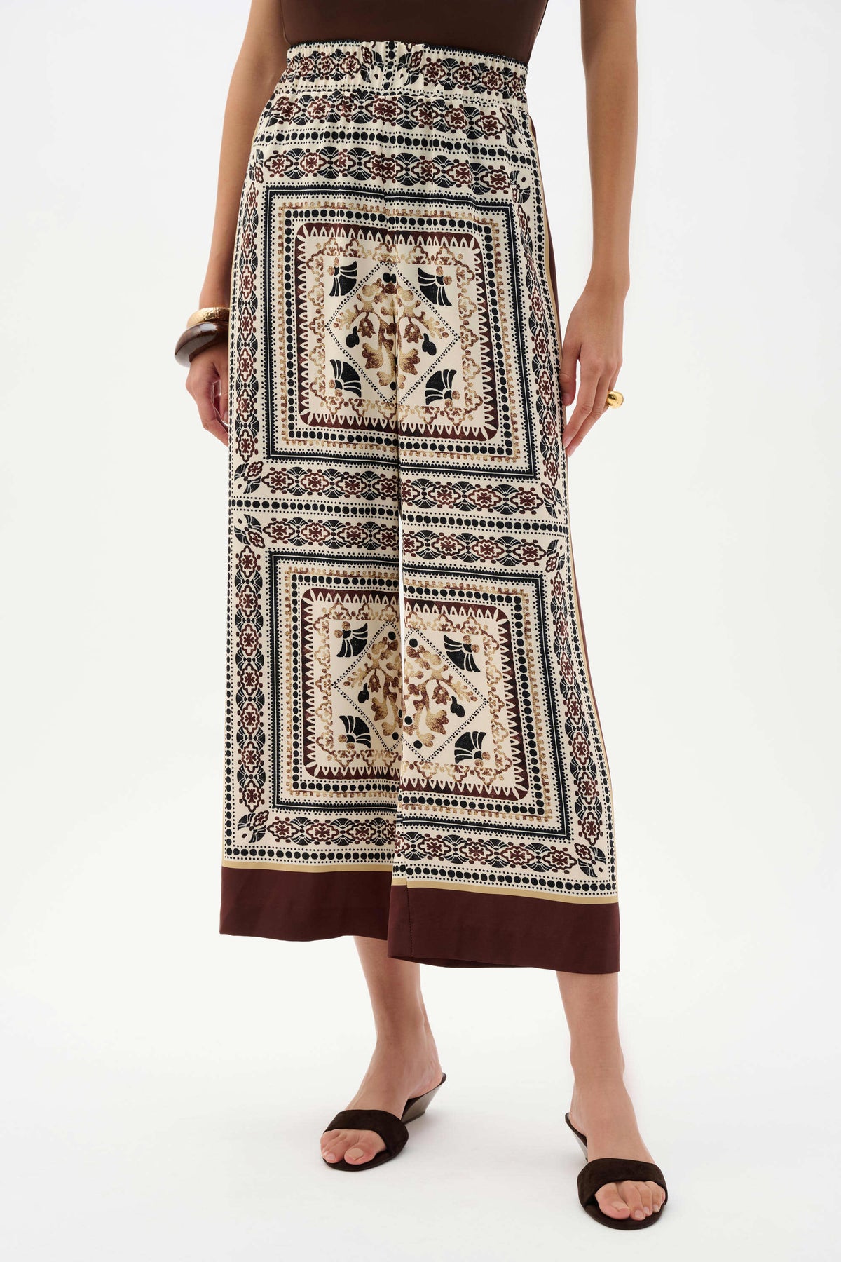 Joseph Ribkoff Scarf Print Wide-Leg Pull-On Pants