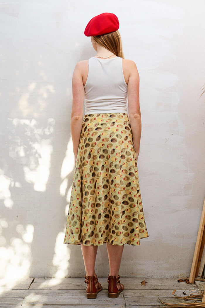 Olive Print Midi Skirt
