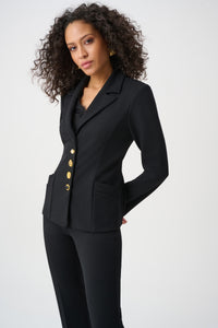 Scuba Crepe Fitted Blazer With Statement Buttons