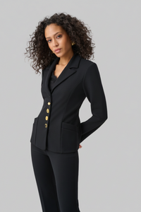 Scuba Crepe Fitted Blazer With Statement Buttons
