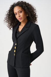 Scuba Crepe Fitted Blazer With Statement Buttons