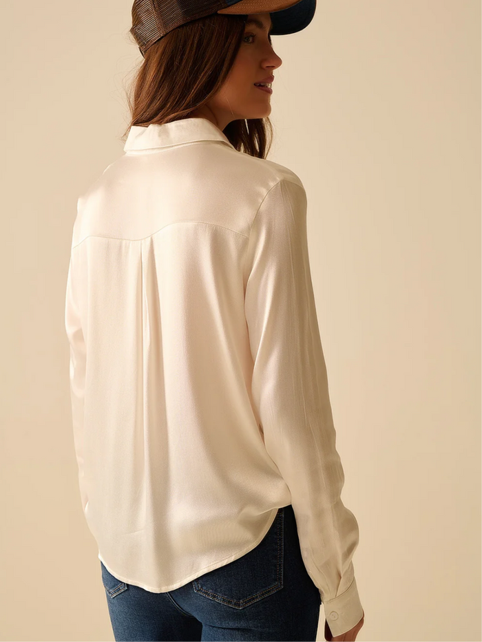 Shimmering Button-Down Satin Blouse