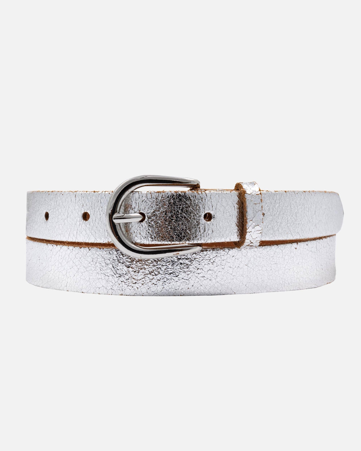 Eva | Metallic Skinny Fun Full Grain Leather Belt Women