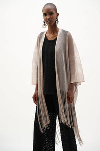 Joseph Ribkoff Open Stitch Draped Cover-Up With Fringe