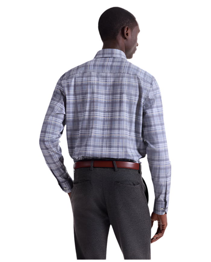 Bugatchi Jules Plaid OoohCotton® Shirt - Cement