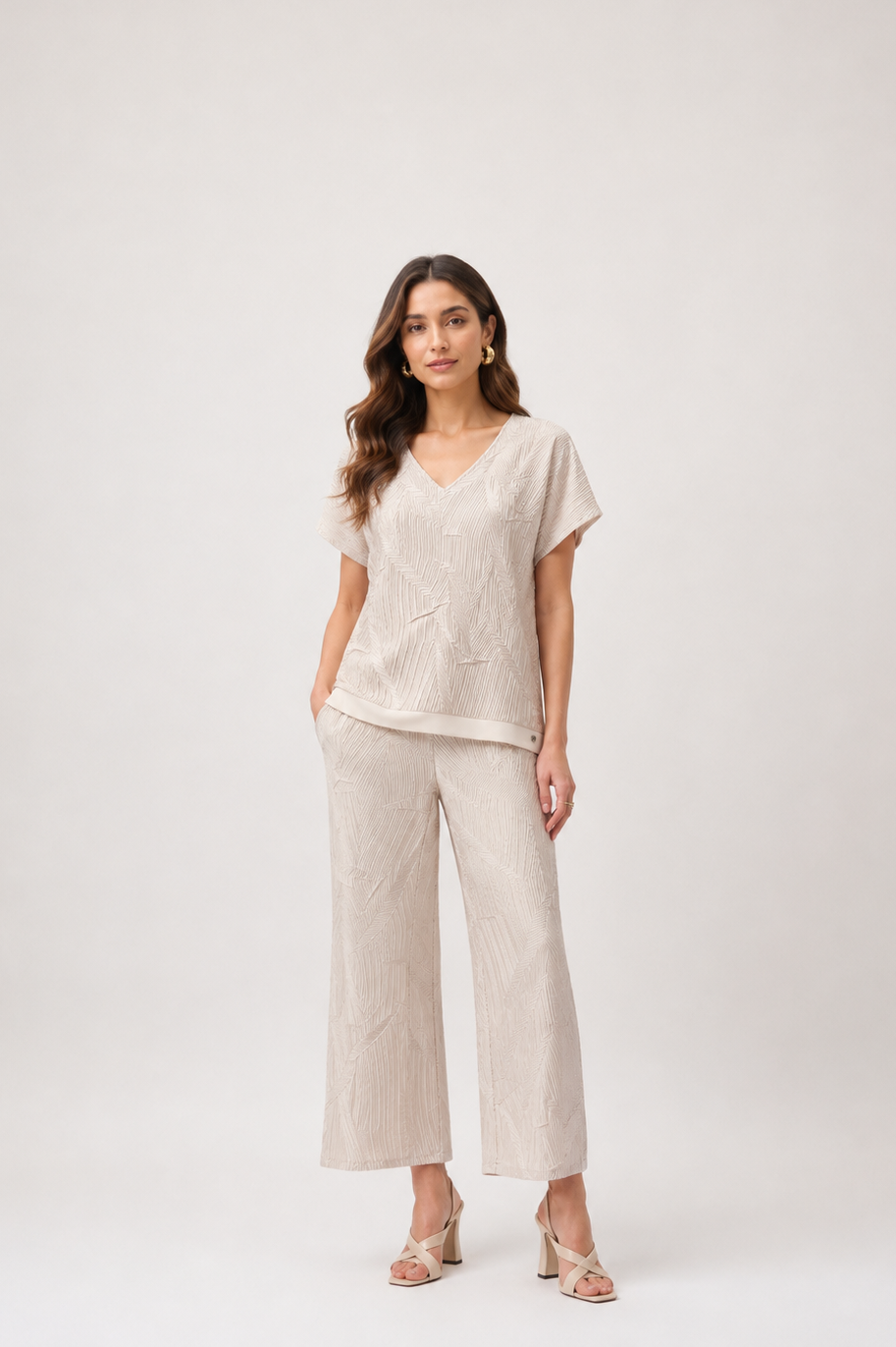 Joseph Ribkoff Pleated Satin Boxy Top With Silky Knit Back