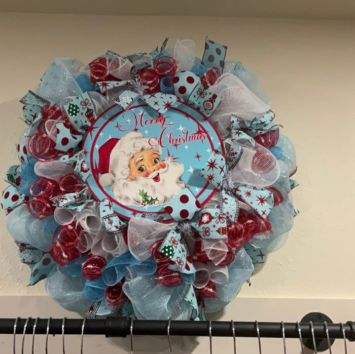 Blue, Red, White Santa Wreath