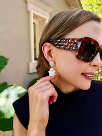Rhinestone Ghost Drop Earrings in White