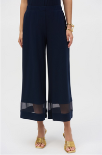 Joseph Ribkoff Navy Silky Knit/Mesh Culotte Pants