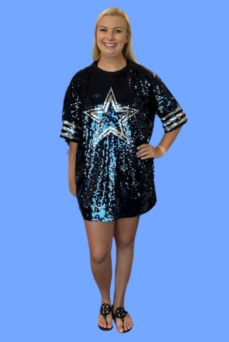 Navy Star Sequin Dress