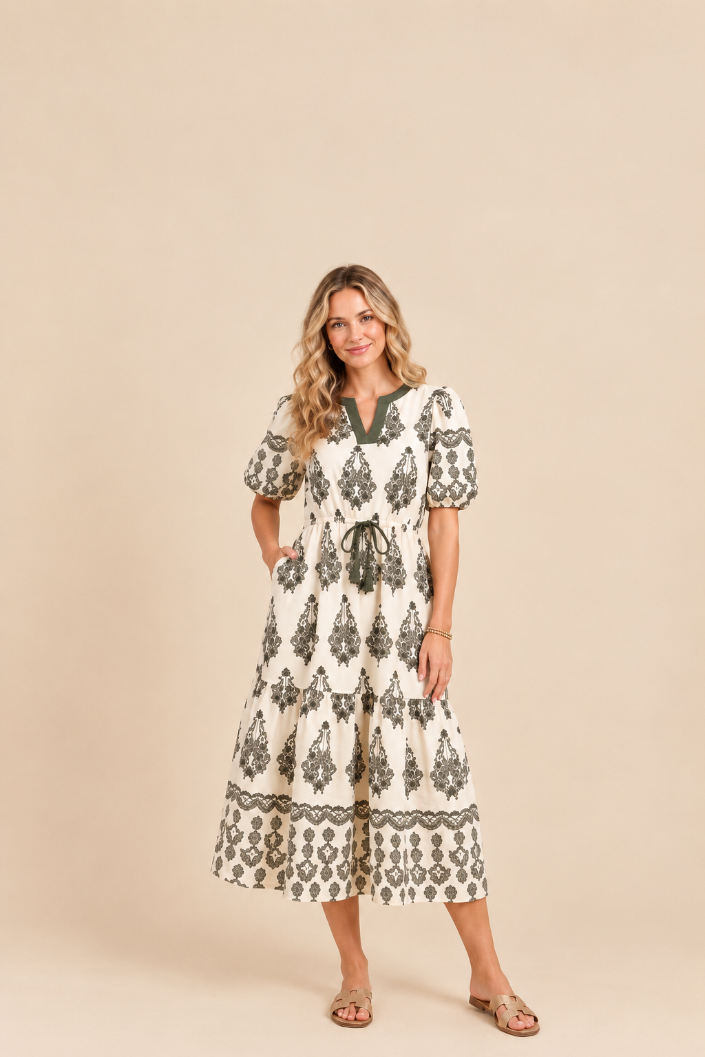 Olive Grove Paisley Midi Dress