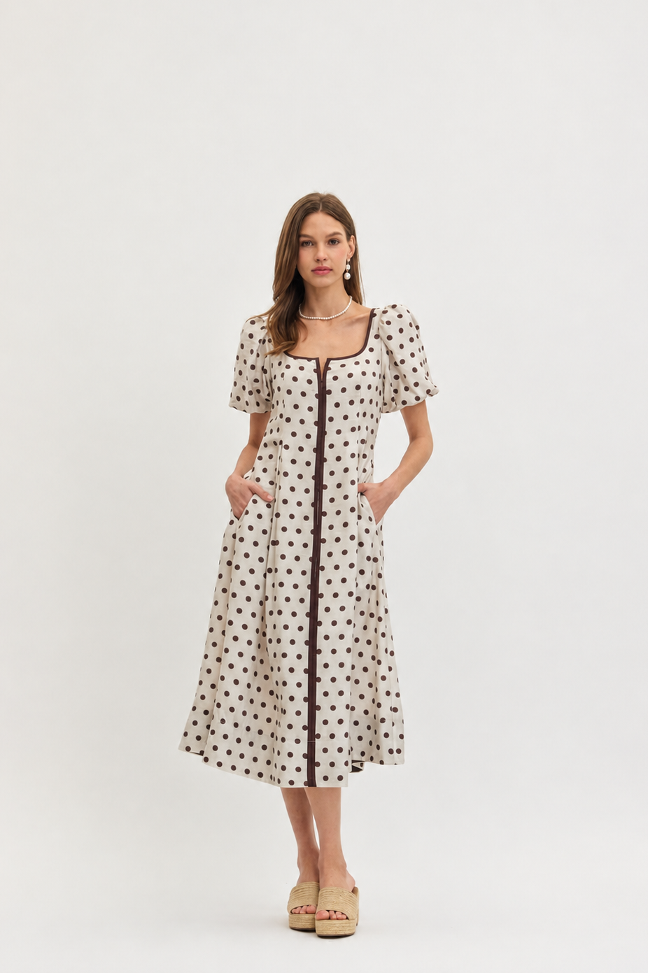 Espresso Polka Dot Midi Dress