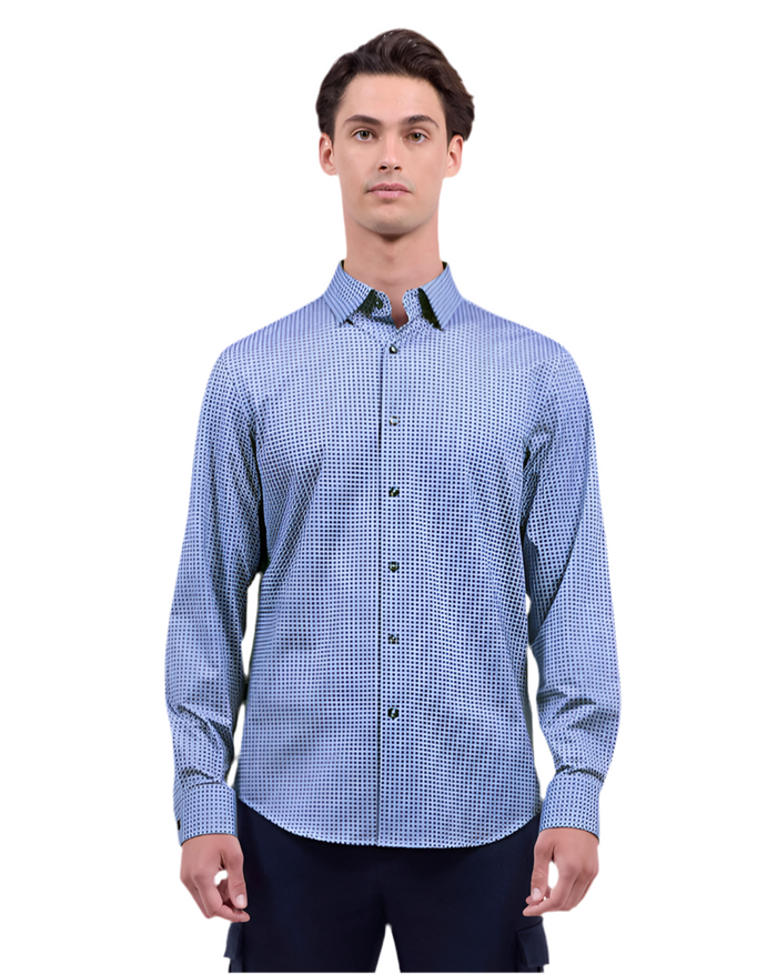 Bugatchi Jules Geometric OoohCotton® Shirt - Navy