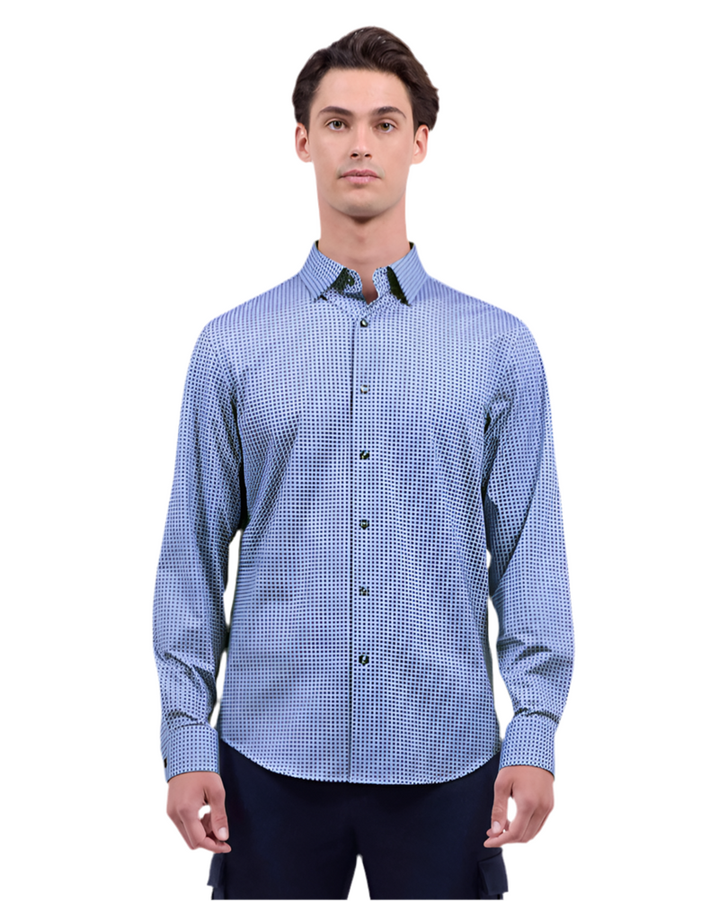 Bugatchi Jules Geometric OoohCotton® Shirt - Navy