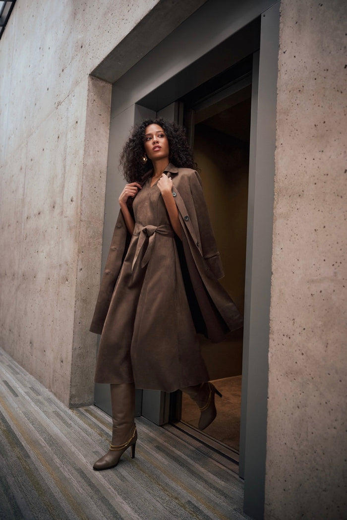 Scuba Suede Fit-and-Flare Dress
