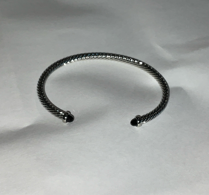 Silver Black Tip Cable Bracelet