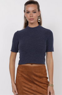 Sage The Label Mellow Mock Short Sleeve Knit Top