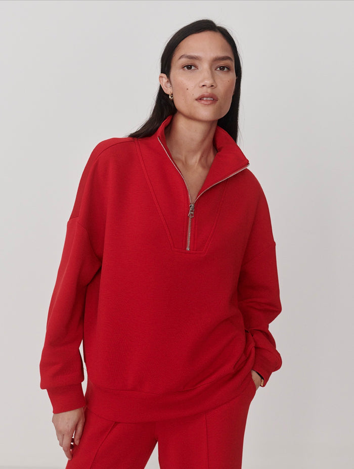 Hawley Half Zip- Red Marl