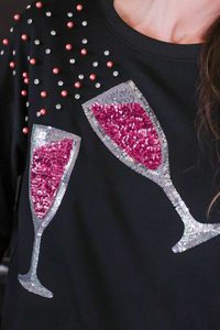 Pop the Champagne Pullover- Black