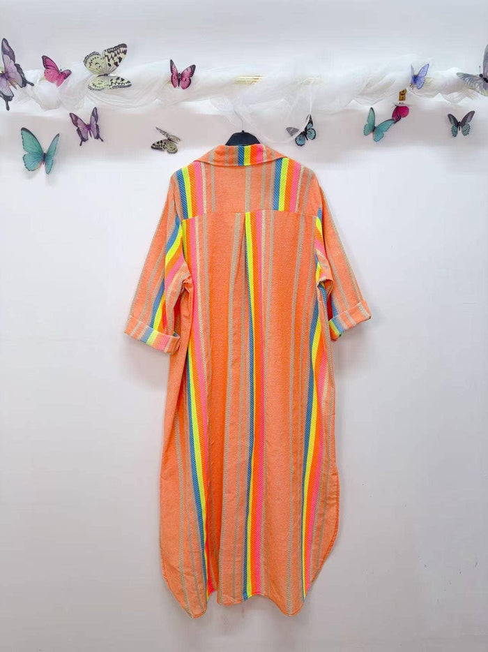 Button-Up Lurex Dress Apricot