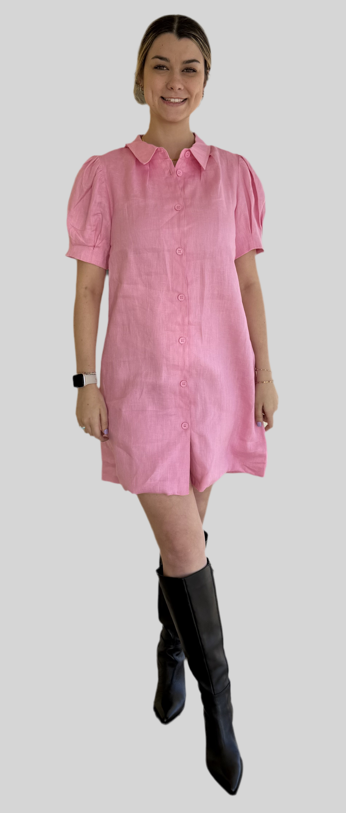 DolceCabo Pink Button Down Dress