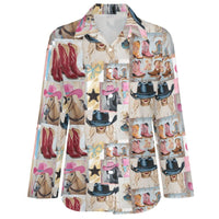 Baha Ranch Danilo Painted Cowgirl Collage Button Up Shirt