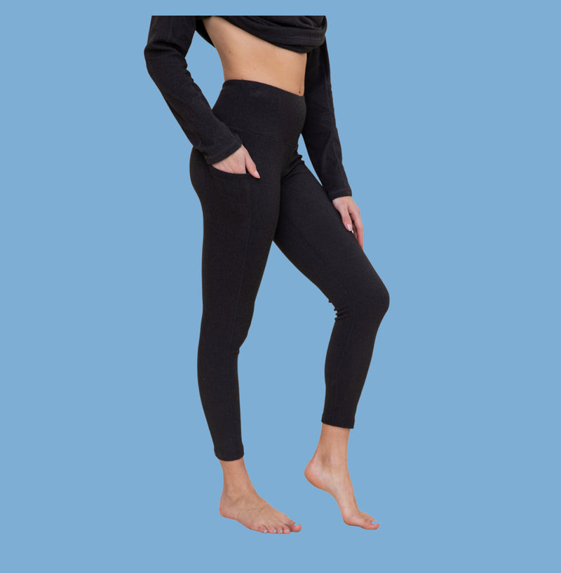 Curvy Micro Ribbed Black Leggings