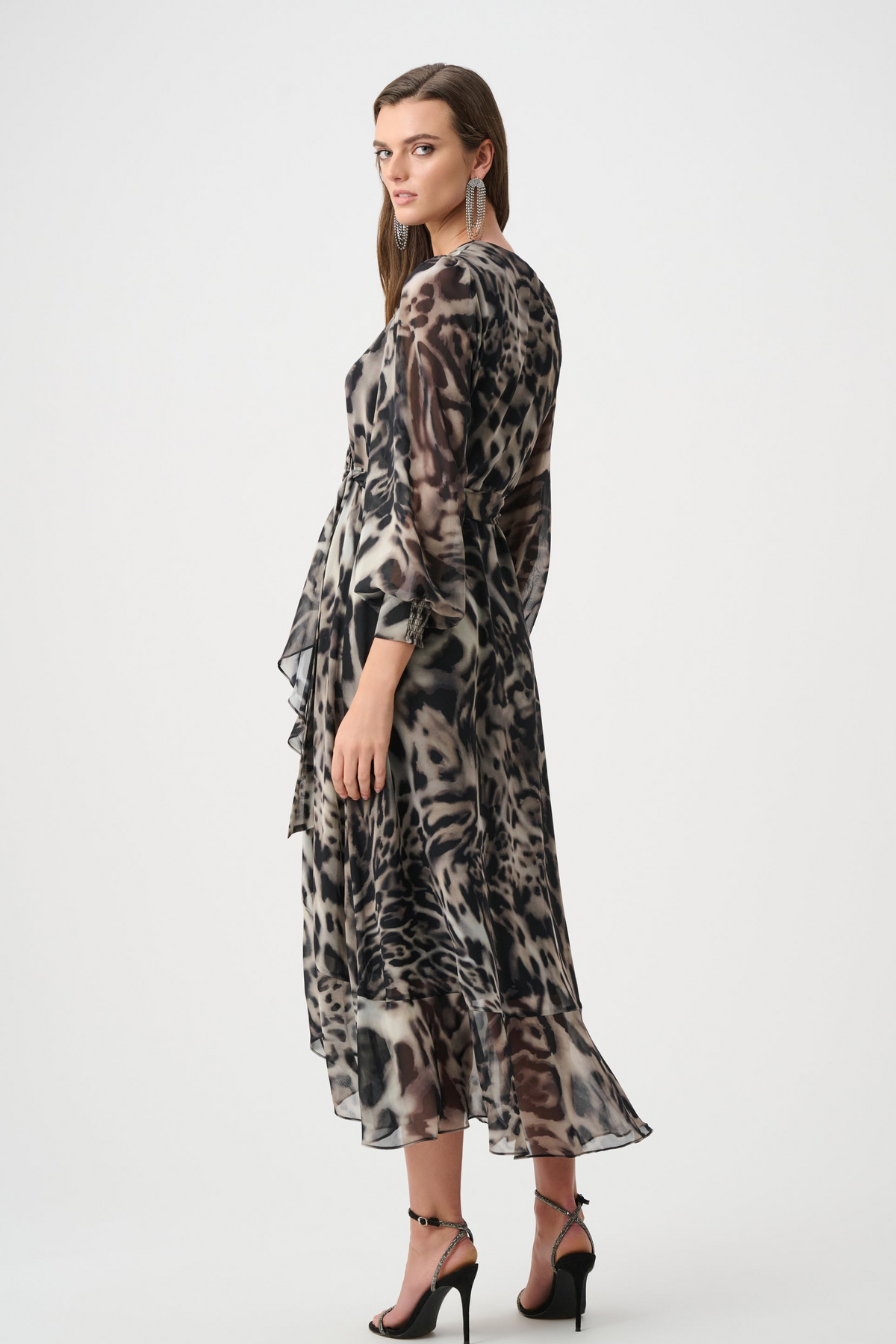 Signature | Chiffon Printed Fit and Flare Wrap Dress