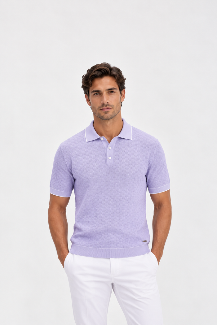 Bugatchi Lilac Basket Polo Sweater