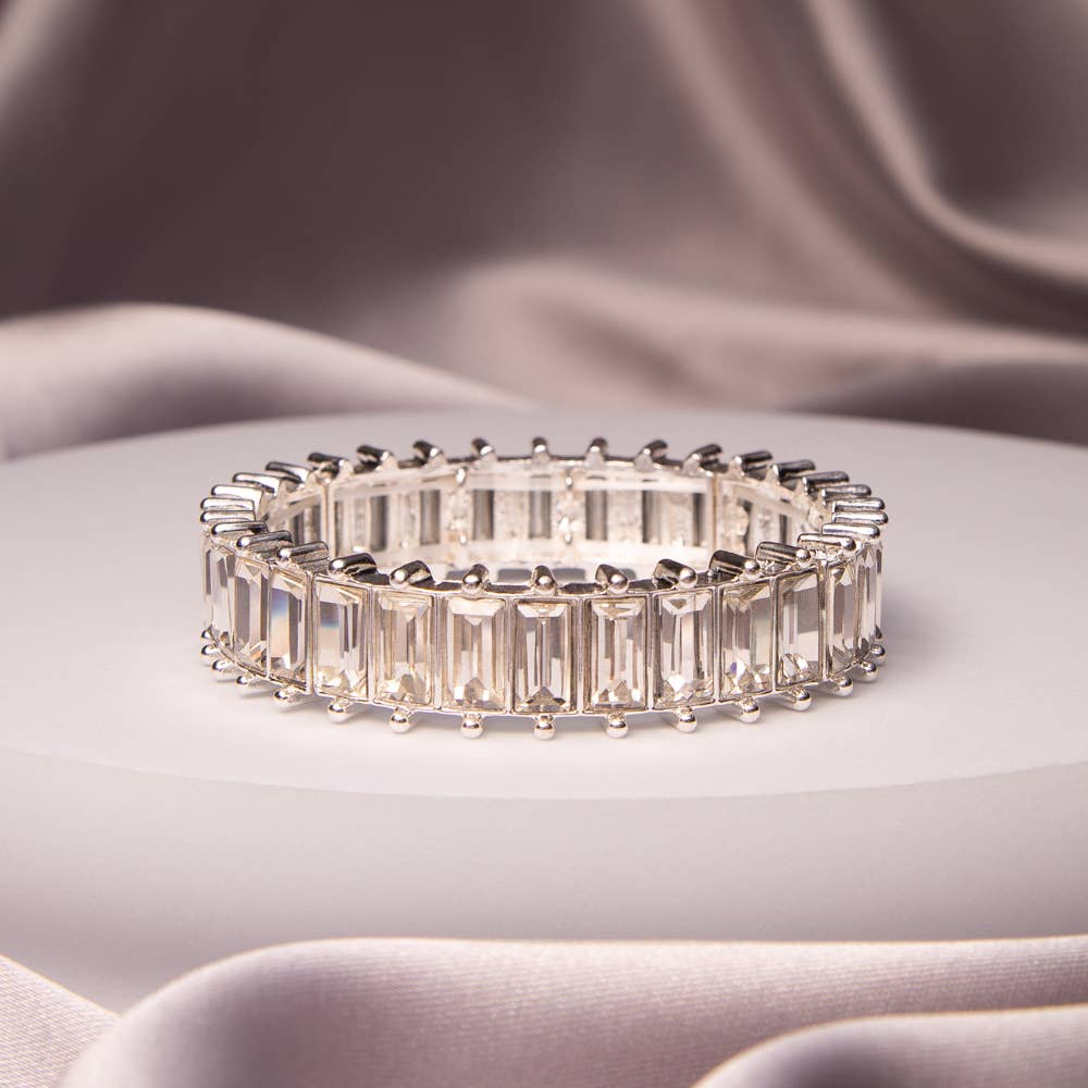 Oversize Baguette Cut Crystal Stretch Bracelet