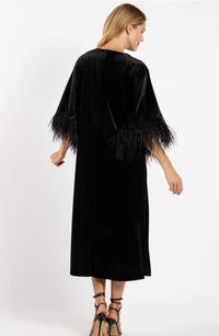 Jude Connally Royce Stretch Velvet Dress - Black/Feathers