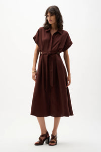 Joseph Ribkoff Linen Blend Fit And Flare Shirt Dress With Sash