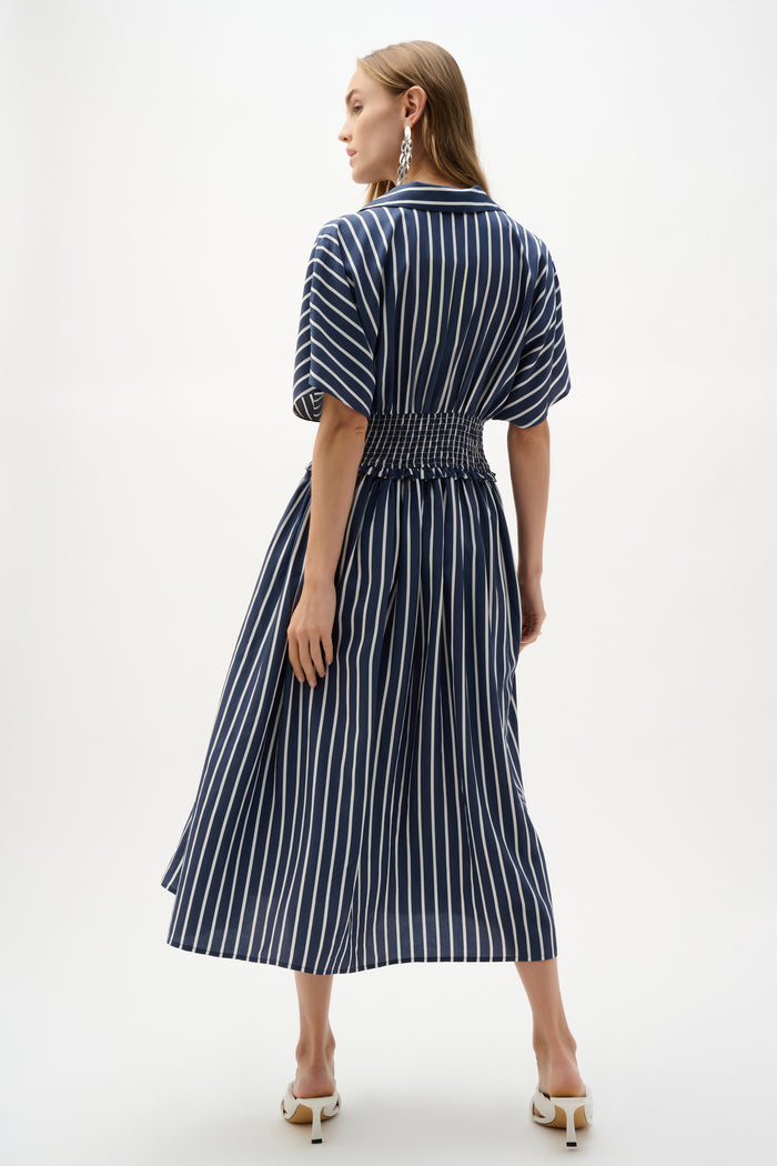 Joseph Ribkoff Flowy Poplin Stripe Print Fit And Flare Dress