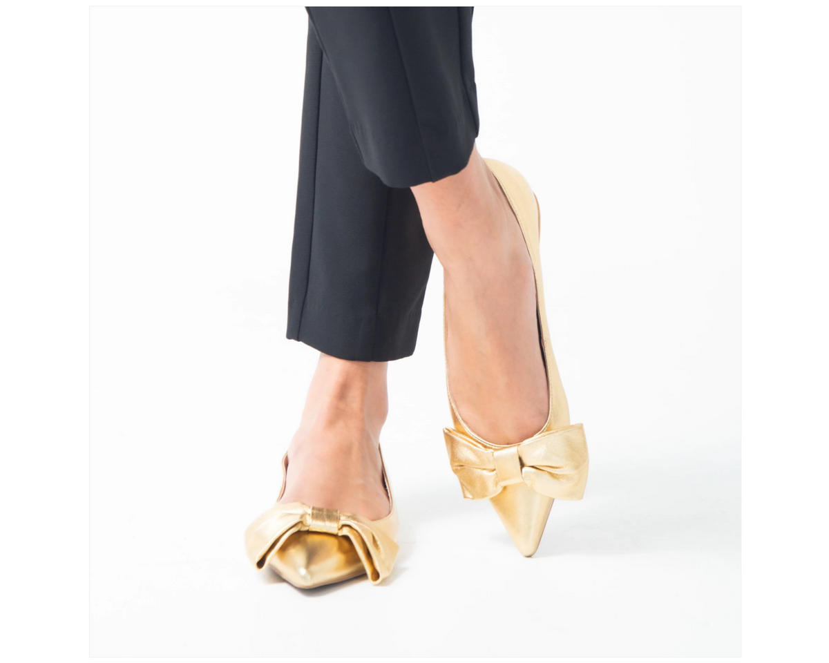 Brie Bow Gold  Flats