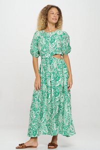 Verdant Paisley Cut-Out Maxi Dress