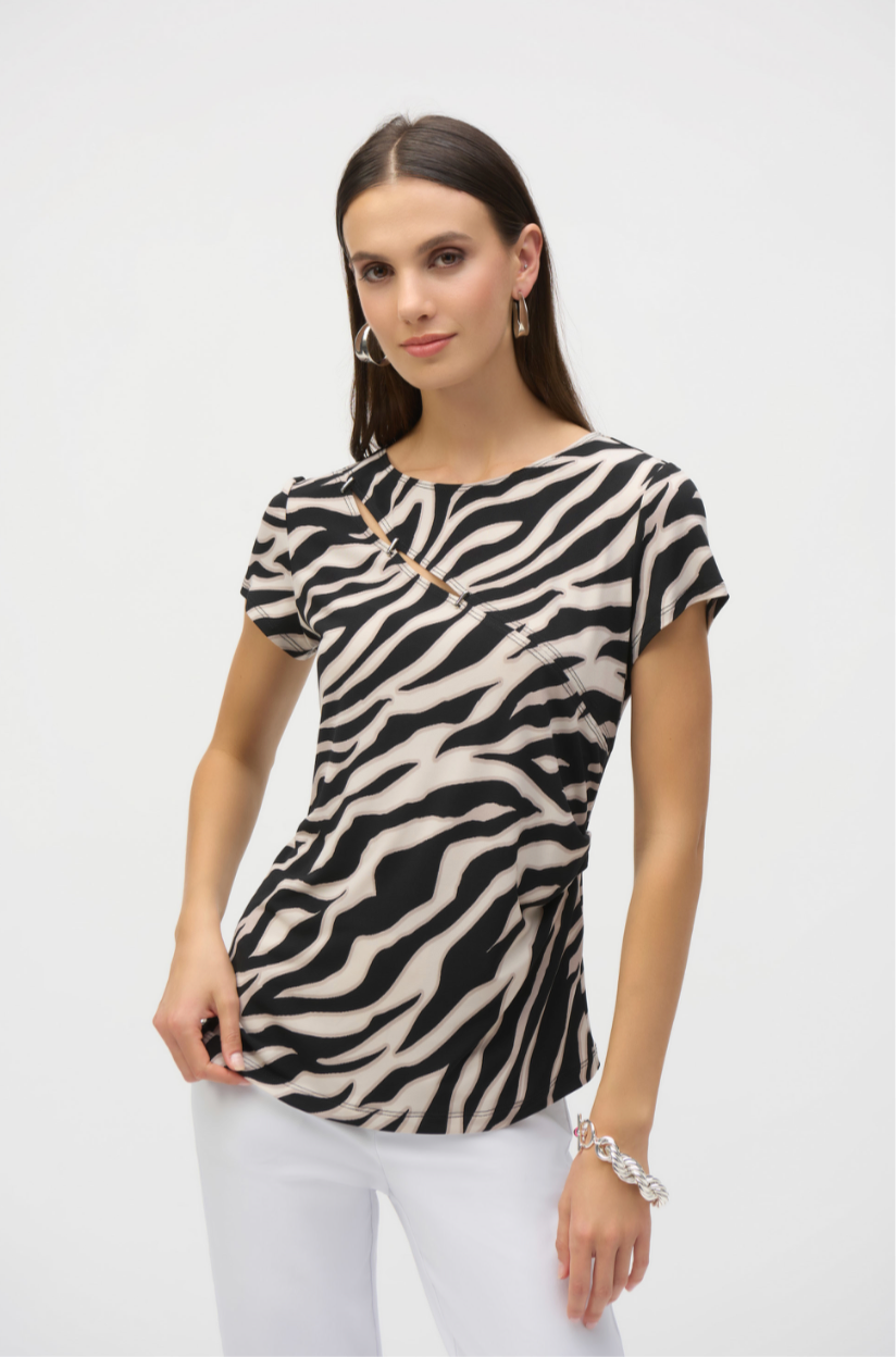 Joseph Ribkoff Silky Knit Animal Print Fitted Top