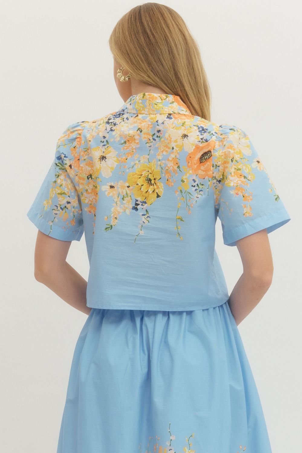 Floral Print Short Sleeve Top & Skirt Set