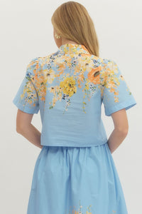 Floral Print Short Sleeve Top & Skirt Set