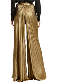 Mac Duggal Metallic Lamé Pleated Wide Leg Pant