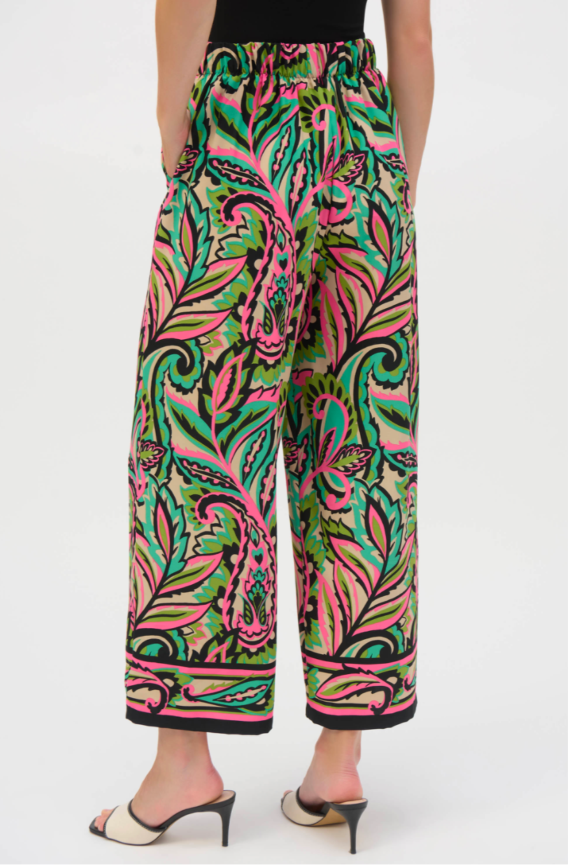 Joseph Ribkoff Woven Paisley Print Wide-Leg Pants